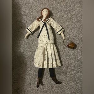 Cloth rag doll in Polka Dot Sailor mariners Collar top & skirt 17” Pippi L. ?